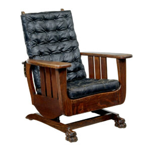EARLY 20TH CENTURY OAK AND LEATHER ROCKING CHAIR