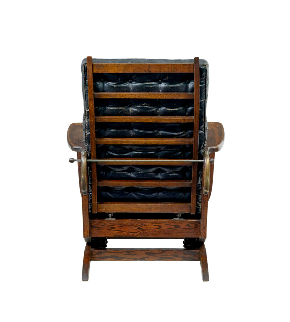Early 20th Century Oak and Leather Rocking Chair — image 7