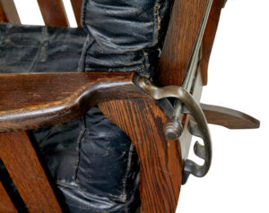 Early 20th Century Oak and Leather Rocking Chair — thumbnail 6