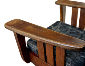 Early 20th Century Oak and Leather Rocking Chair — thumbnail 5