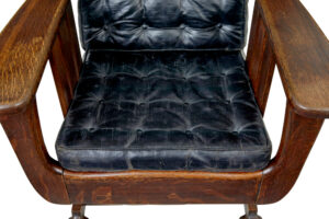 Early 20th Century Oak and Leather Rocking Chair — thumbnail 3