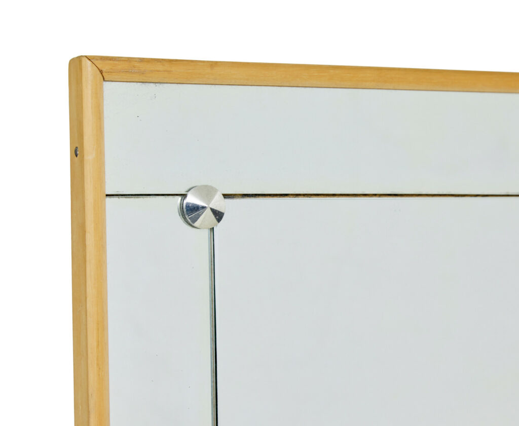Mid Century Swedish Mirror with Segmented Border — image 4