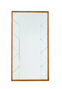 Large Mid Century Teak Framed Scandinavian Harlequin Wall Mirror — thumbnail 1