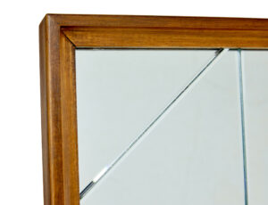 Large Mid Century Teak Framed Scandinavian Harlequin Wall Mirror — thumbnail 3