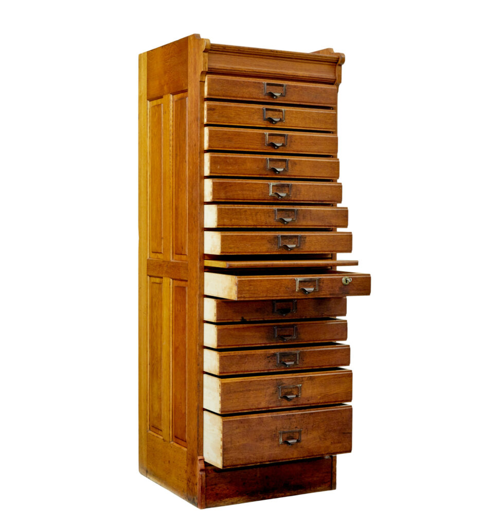 Early 20th Century Solid Oak Filing Chest of Drawers — image 10