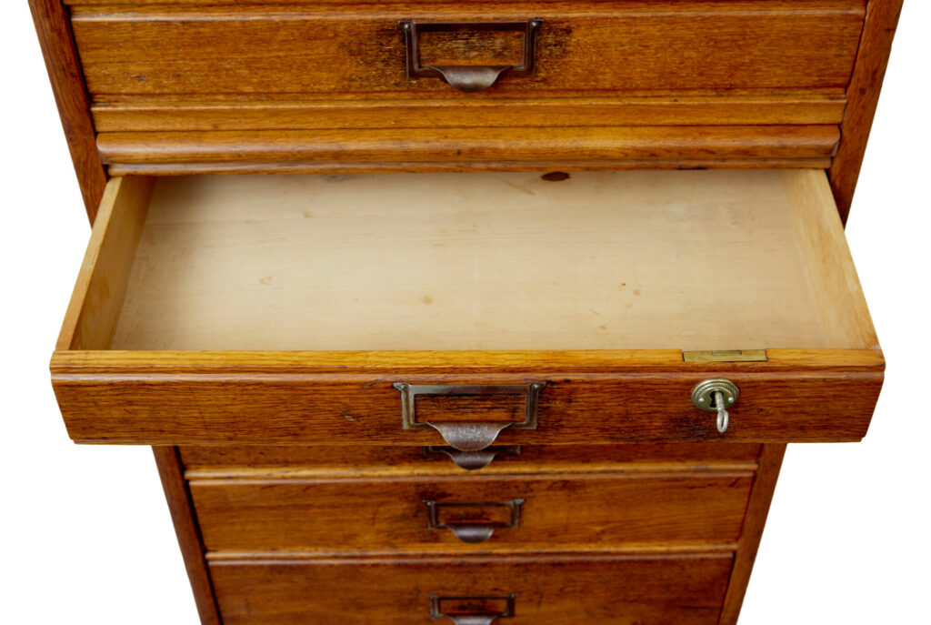 Early 20th Century Solid Oak Filing Chest of Drawers — image 3